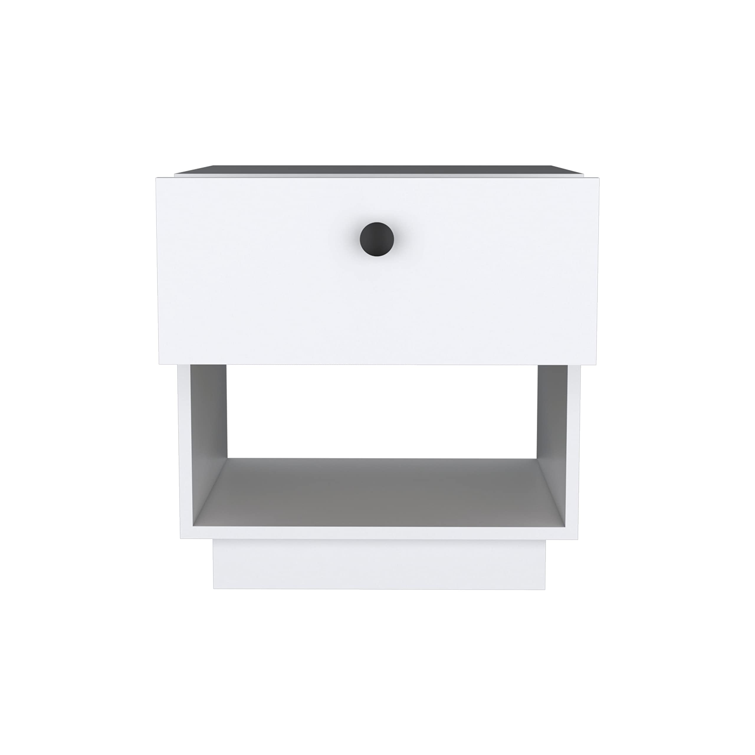 Single Drawer Nightstand 19&Quot; H With Open Storage Shelf, White